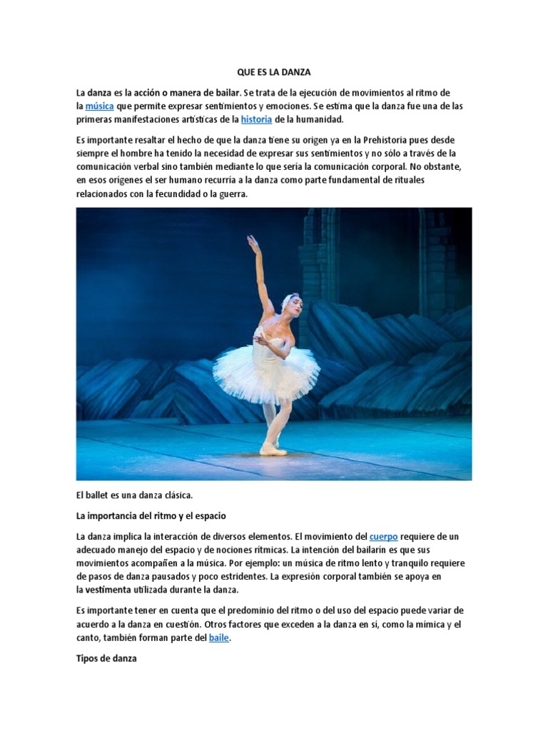 Definición y Tipos de Danza | PDF | Bailes | Las artes escénicas