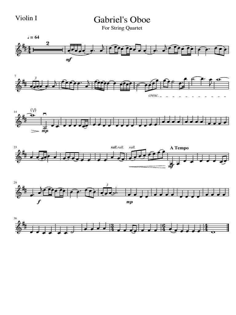 Gabriel's Oboe Violin I PDF
