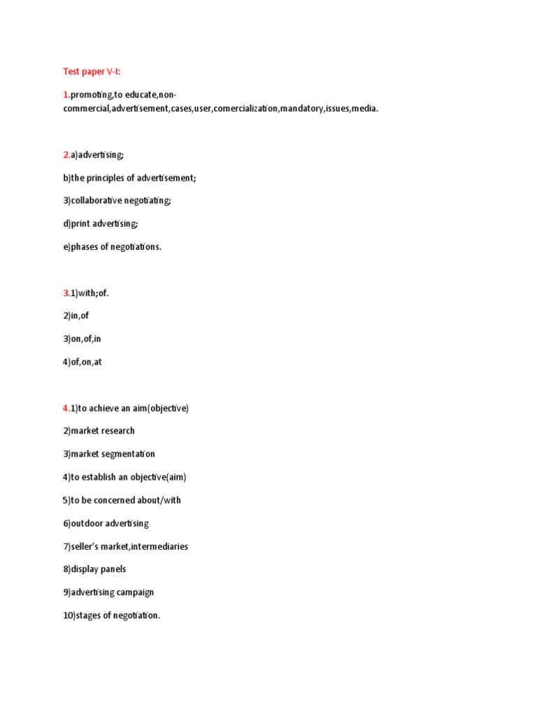 Test Paper V | PDF | Art