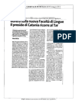 Giornale Di Sicilia: Bufera Sulla Nuova Facoltà Di Lingue. Il Preside Di Catania Ricorre Al TAR