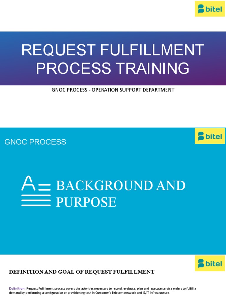 Request Fulfillment Process Activities