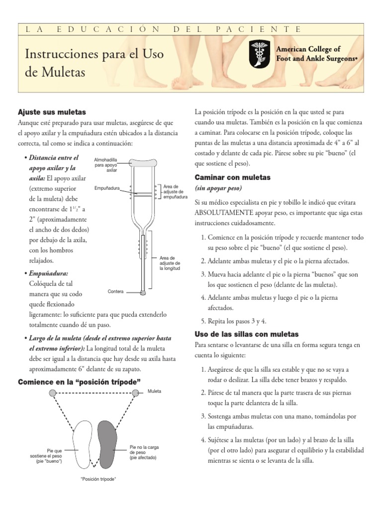 Instructions Crutches Spanish PDF Pie