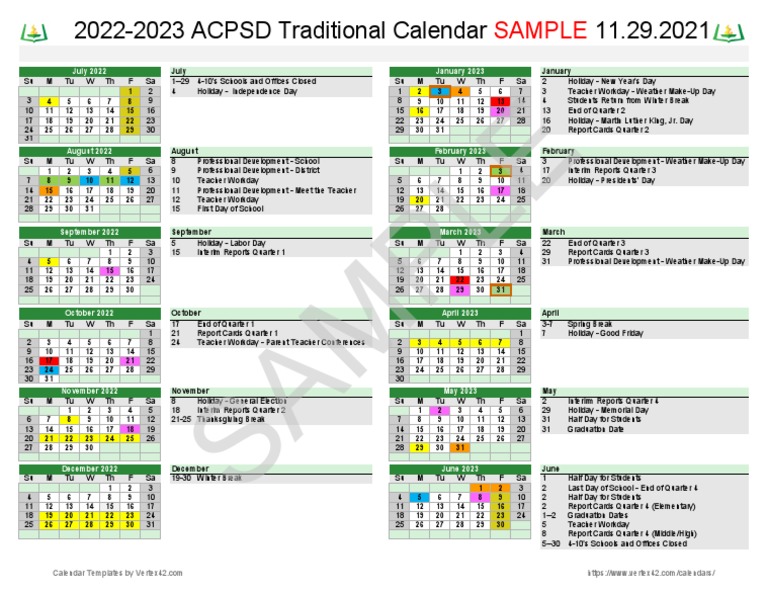 2022-2023 ACPSD Traditional Calendar | PDF | Traditions | Festival