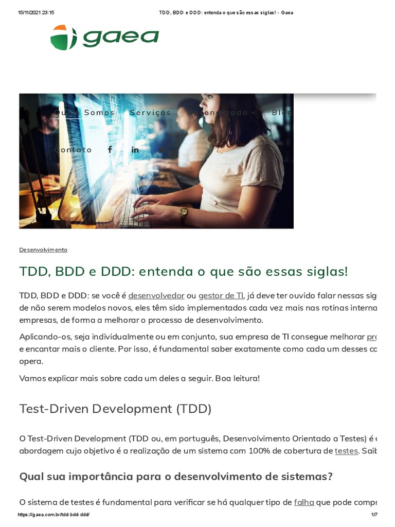 TDD, BDD e DDD - Entenda o Que São Essas Siglas! - Gaea | PDF ...