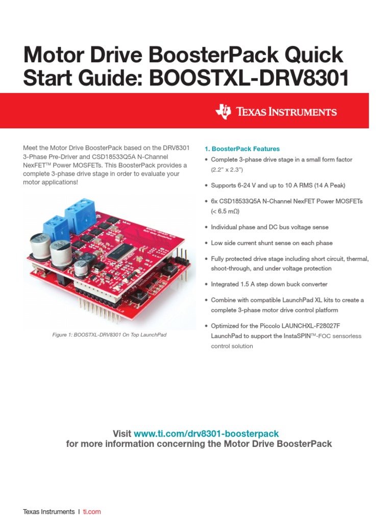 Motor Drive Boosterpack Quick Start Guide: Boostxl-Drv8301 | PDF ...
