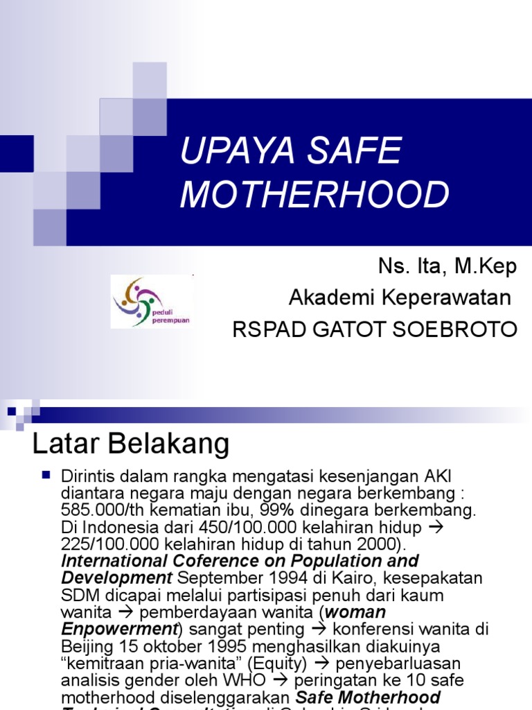 Upaya Safe Motherhood di Indonesia | PDF | Ilmu Sosial | Kesehatan Holistik