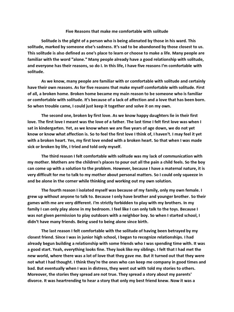 750 Words Essay Writing | PDF | Solitude | Love