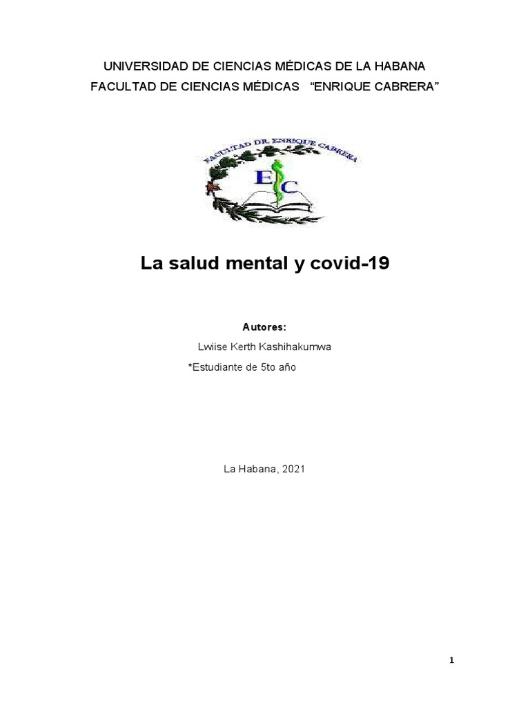Impacto de COVID-19 en la Salud Mental | PDF | Ansiedad | Estrés (biología)