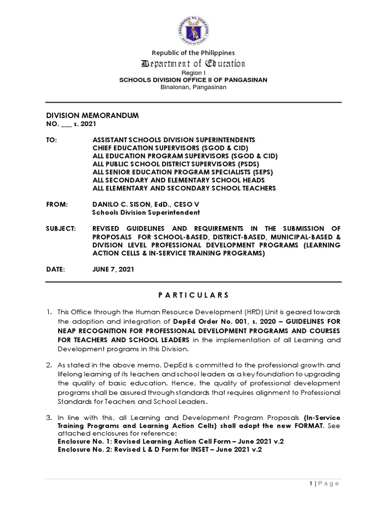 Revised Guidelines for Professional Development Proposals | PDF