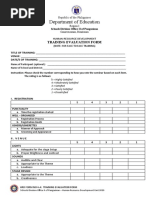 Department of Education: Training Evaluation Form