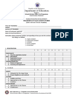 Department of Education: Training Evaluation Form
