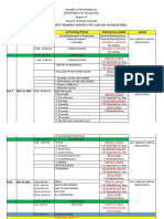 Three Day Sports Training Matrix For Coaches in Basketball: DAY Date Time Activities/Topics Person In-Charge Venue