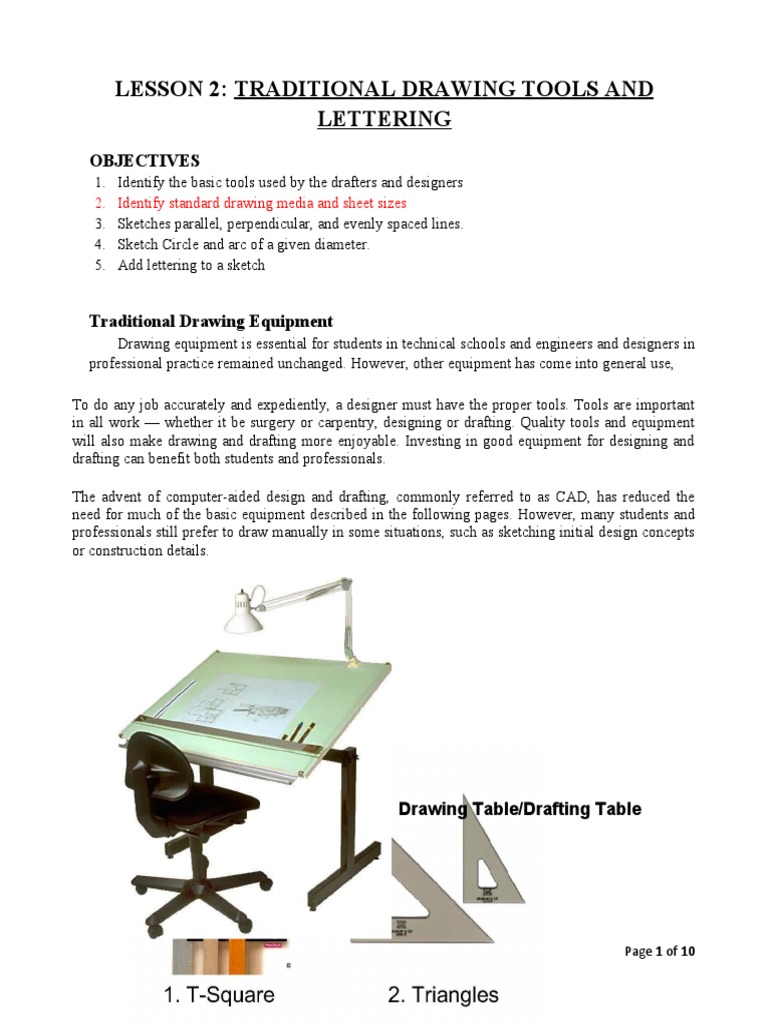 Traditional Drawing Tools and Lettering | PDF | Technical Drawing | Drawing