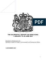 Uk The Six-Monthly Report On Hong Kong 1 January To 30 June 2021