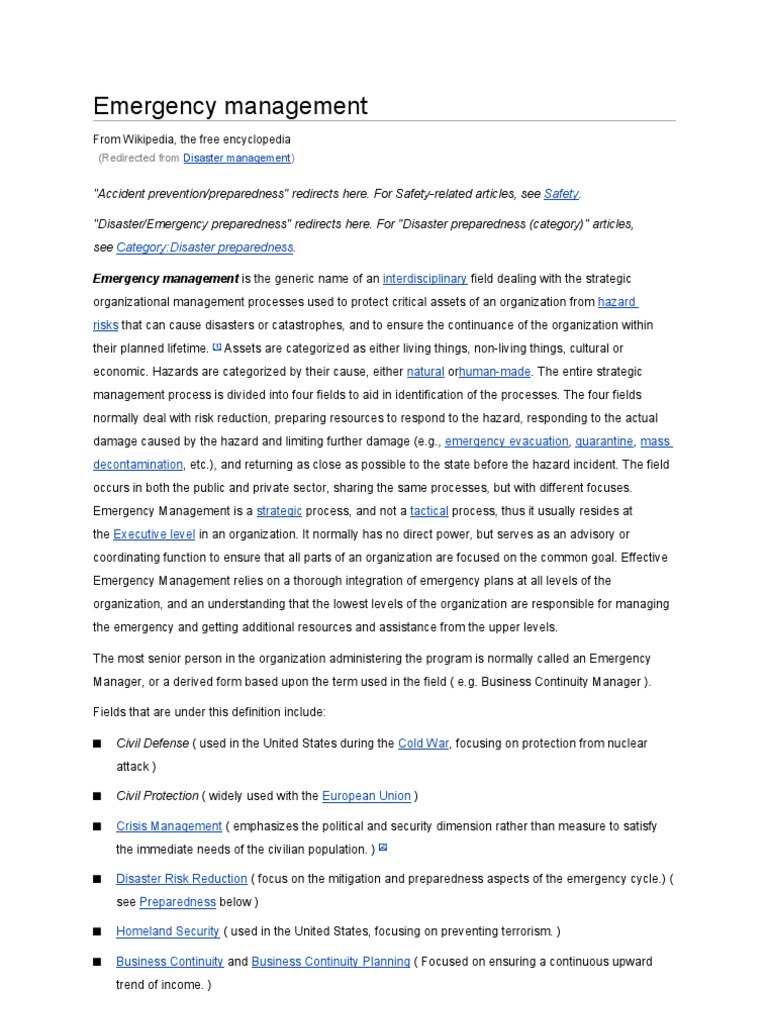 Emergency Management Emergency Management Emergency