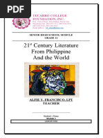 21 Century Literature From Philippine and The World: Tecarro College Foundation, Inc