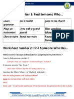 Worksheet Number 1: Find Someone Who