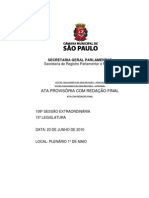 Taquigráfia Sessão Extraordinária 23 06 2010 PL Executivo Educação