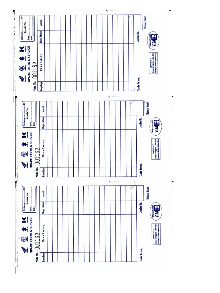 Nota Bengkel Motor | PDF