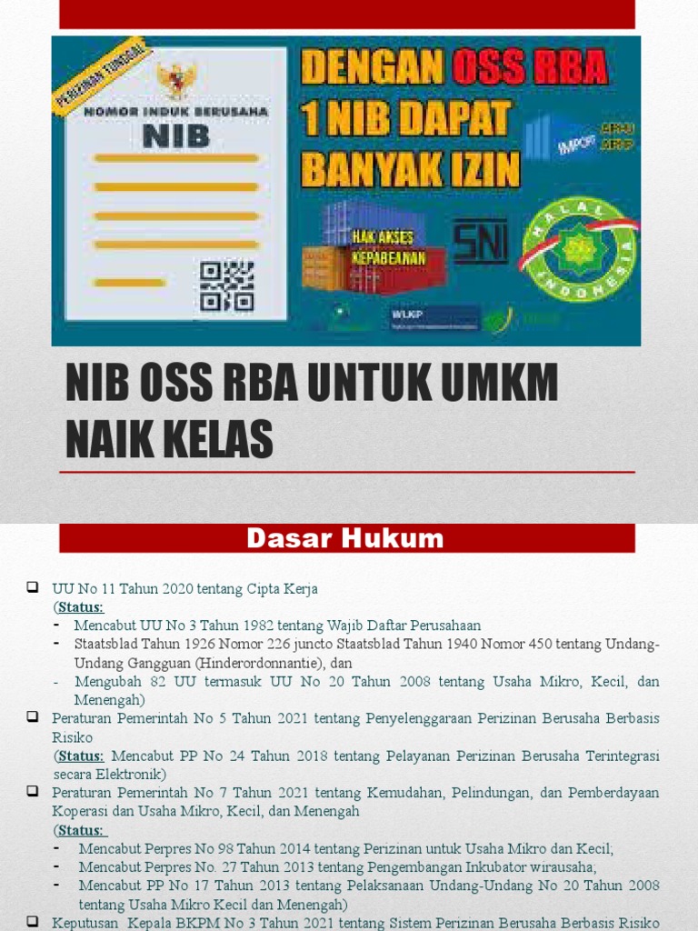 NIB OSS RBA untuk UMKM dan Izin Usaha | PDF