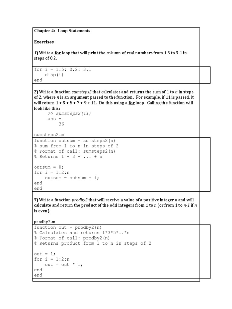 Chapter 4: Loop Statements Exercises: Sumsteps2 | PDF | Temperature ...
