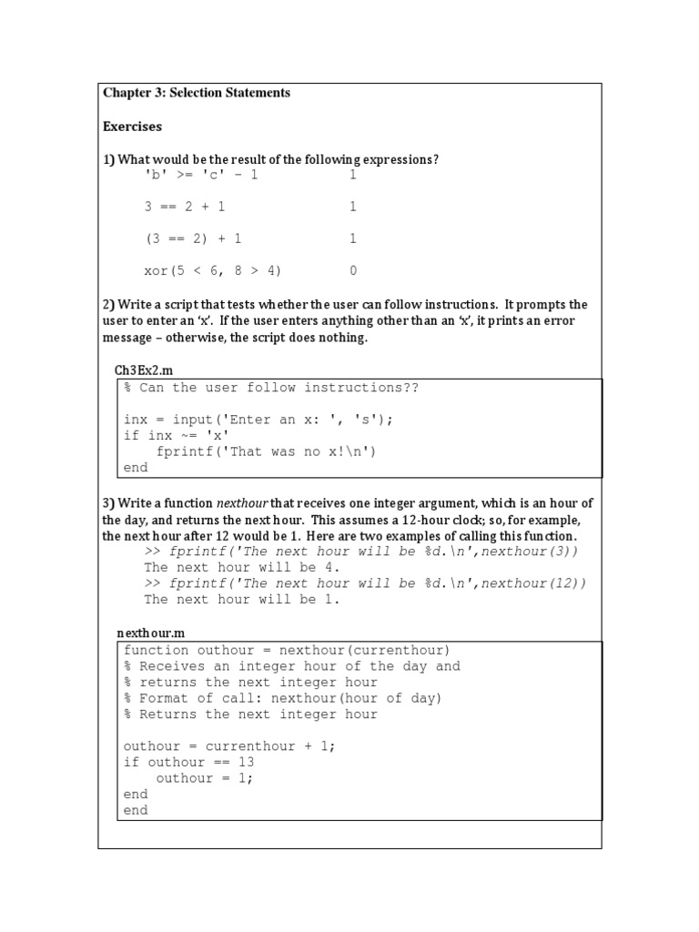 Chapter 3: Selection Statements Exercises | PDF | Ph | Aerodynamics