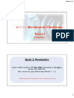 Mechanical Vibrations Week 12: Quiz 2 Reminder