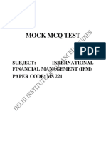 Mock MCQ Test: Subject: International Financial Management (Ifm) Paper Code: Ms 221