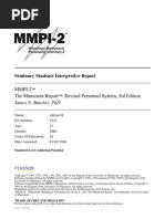 MMPI 2 Personnel Report Seminary Students