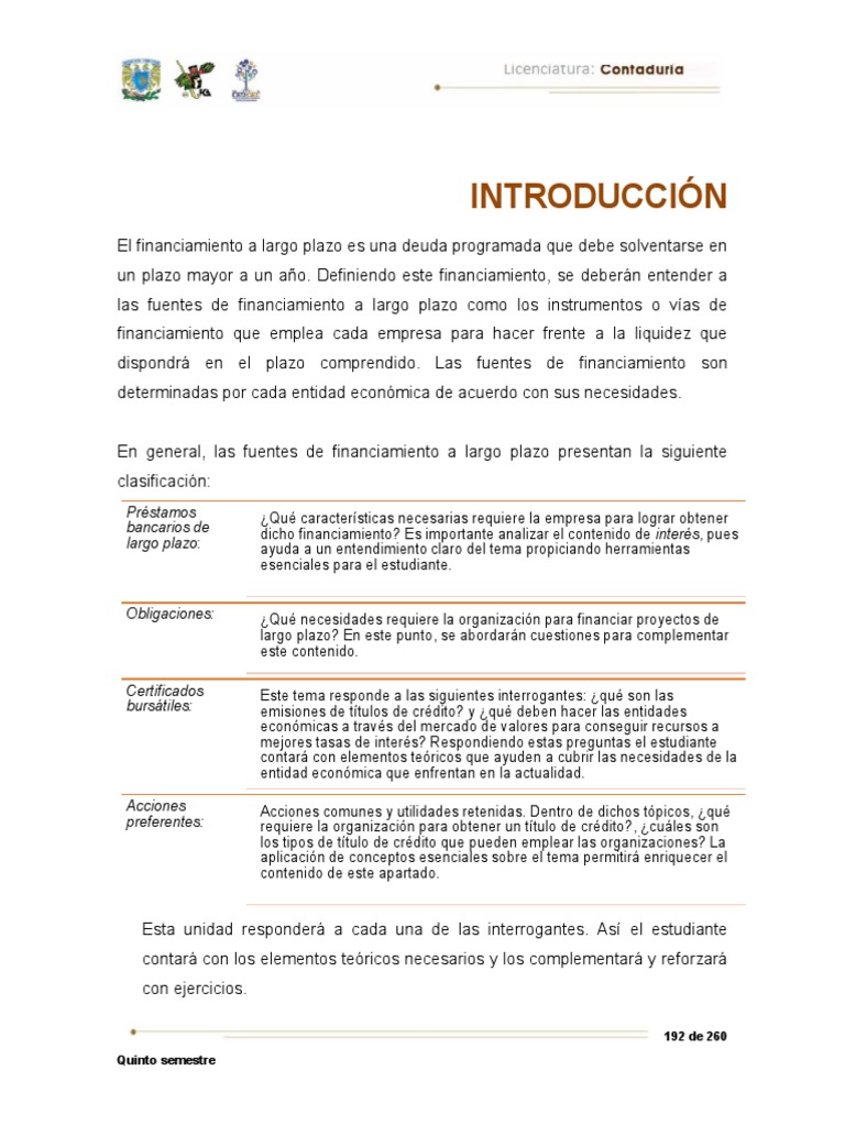 Fuentes de Financiamiento a Largo Plazo | PDF | Compartir (Finanzas ...