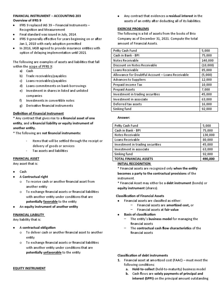 Financial Instruments PDF Historical Cost Fair Value