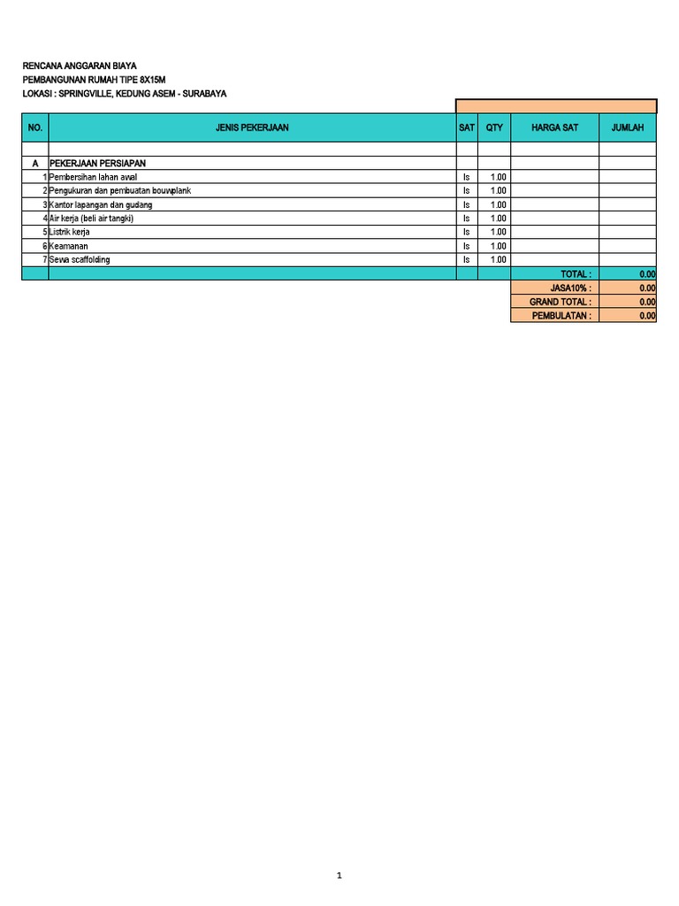 Format BQ Untuk Kontraktor 1 | PDF