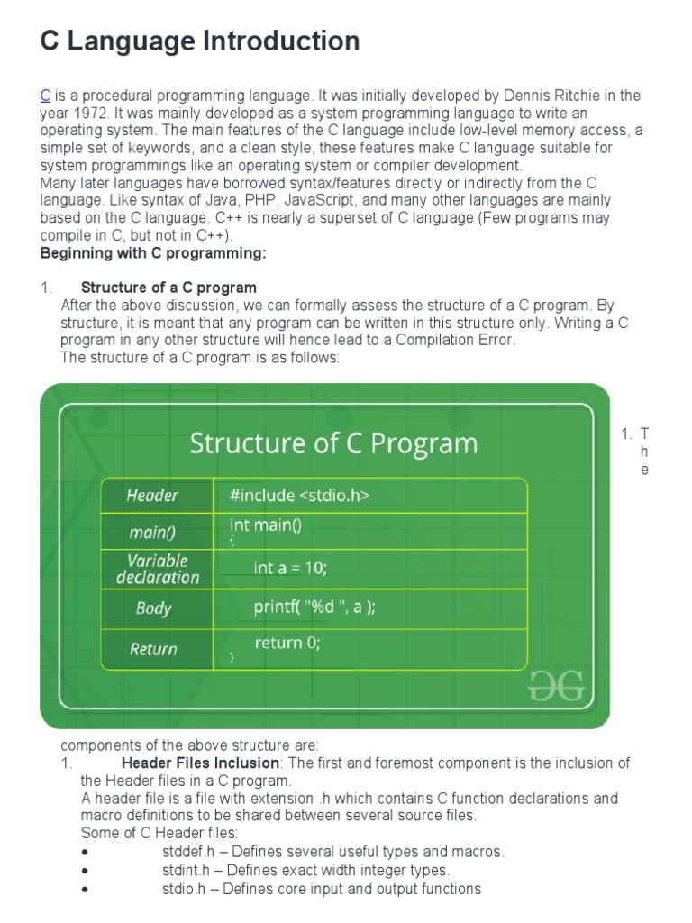 C Language Introduction: Beginning With C Programming: Structure of A C ...
