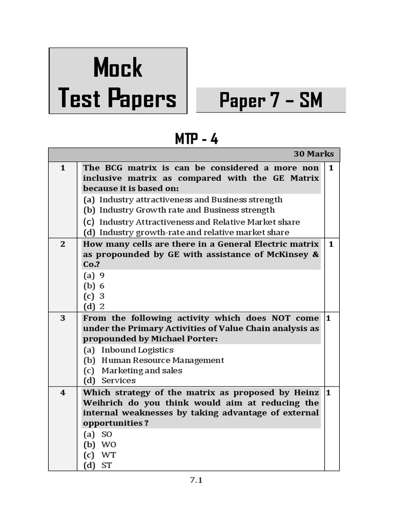 Mock Test Papers: Paper 7 - SM | PDF | Computer Network | Information ...
