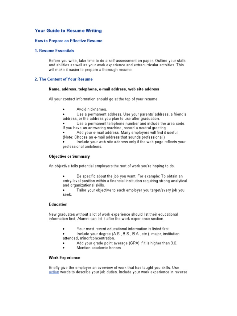 Essential Resume Writing Guide | PDF