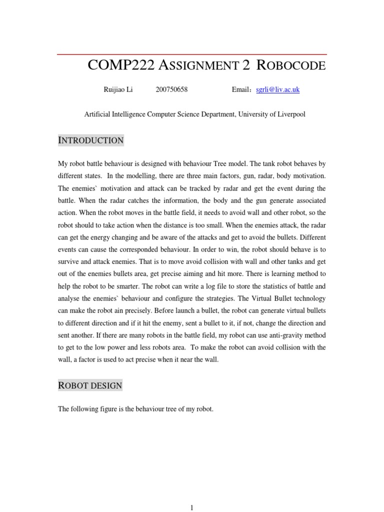 Robocode Tank Robot Design and Strategy | PDF | Radar | Robot