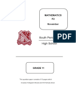 Grade 11 mathematics paper with questions on statistics, geometry, trigonometry and algebra