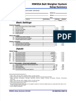 MW95A Belt Weigher System: Setup Summary