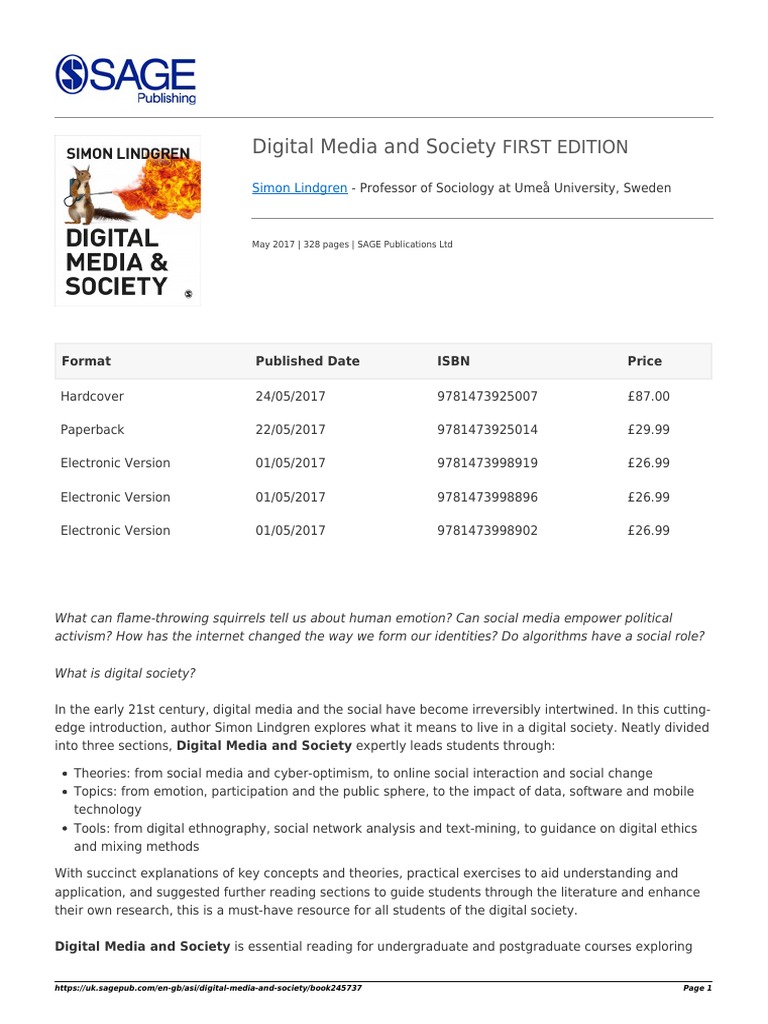 Digital Media and Society First Edition PDF Popular Culture