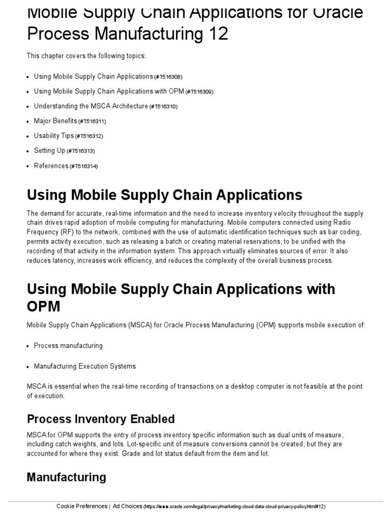 Mobile Supply Chain Applications For Oracle Process Manufacturing 12