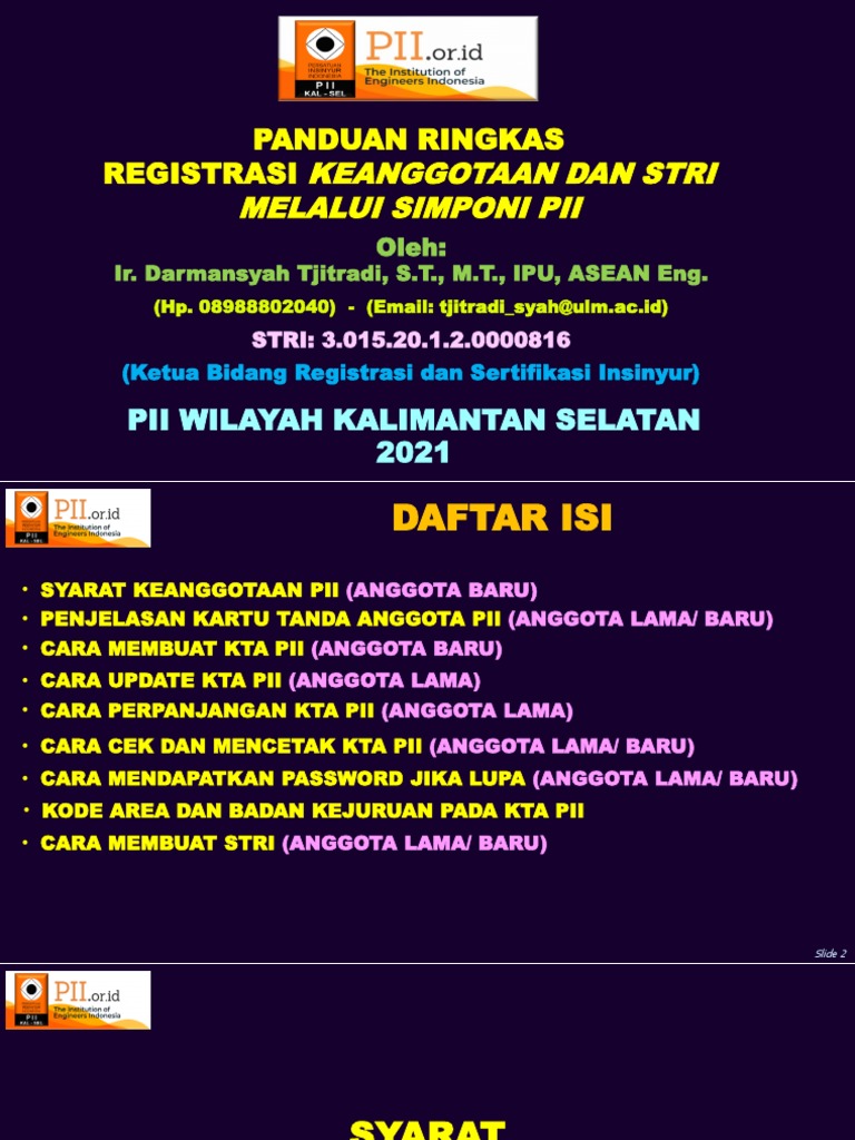 Panduan Registrasi dan STRI PII | PDF | Karier & Perkembangan | Bisnis