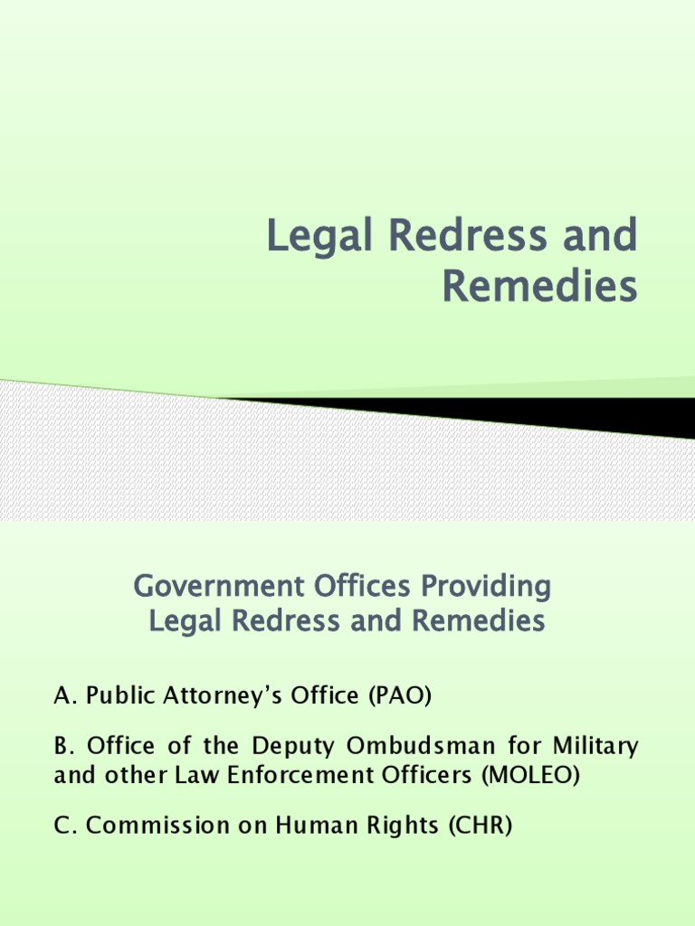 Legal Redress and Remedies | PDF | Lawyer | Legal Aid
