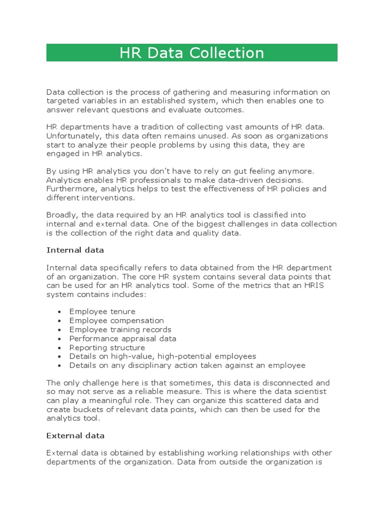 HR Data Collection | PDF | Analytics | Validity (Statistics)