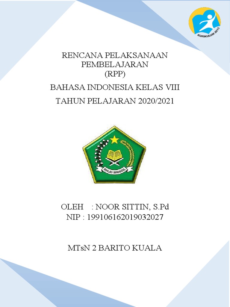 RPP Bahasa Indonesia Kelas 8 2020/2021 | PDF