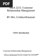 MBA 2232: Customer Relationship Management BY: Mrs. S.Vaikunthavasan