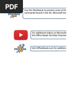 Use This Workbook To Practice Some of The Functions and Commands Found in The Int. Microsoft Excel 101 Course