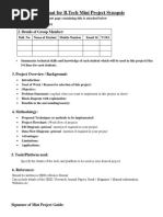 Format of Synopsis of MiniProject 1