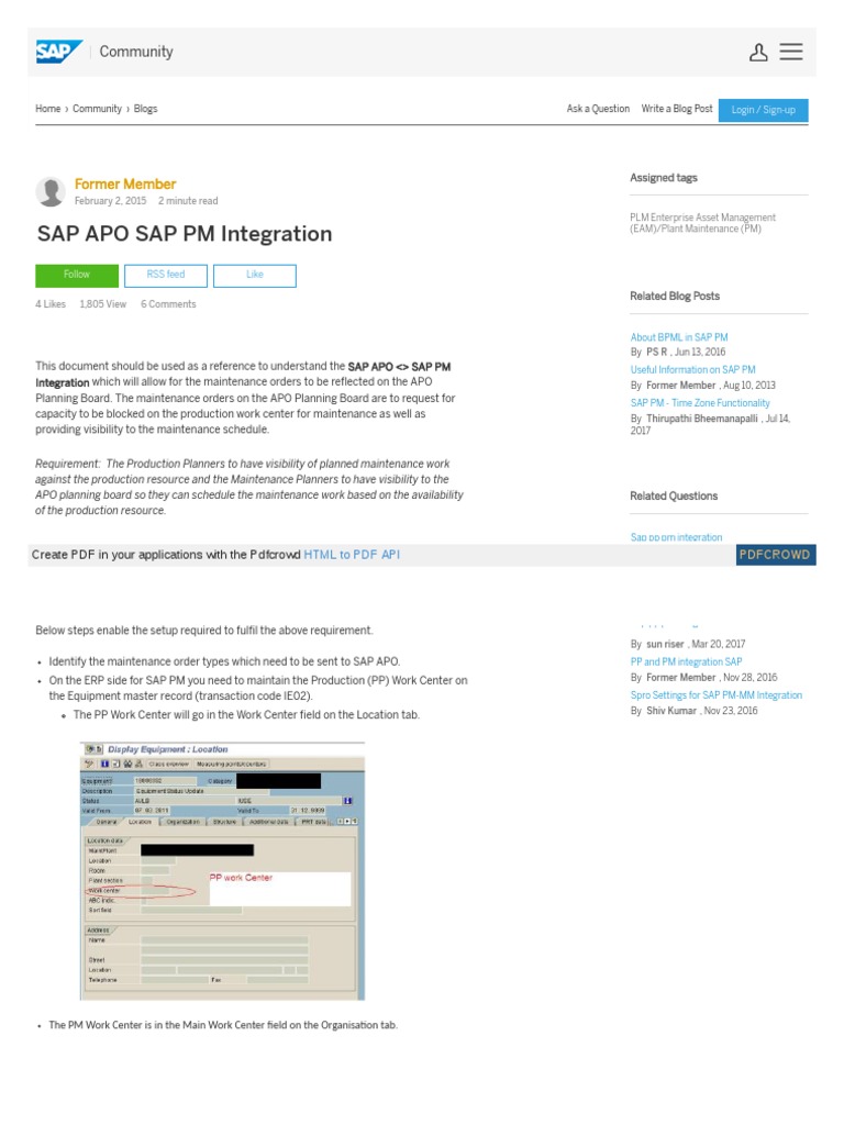 SAP APO SAP PM Integration | PDF | Computing | Cyberspace