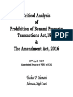 Critical Analysis of Prohibition of Benami Property Transactions Act, 1988 & The Amendment Act, 2016