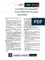Today Current Affairs For Competitive Exams - Current Affairs 12 November 2021 Online